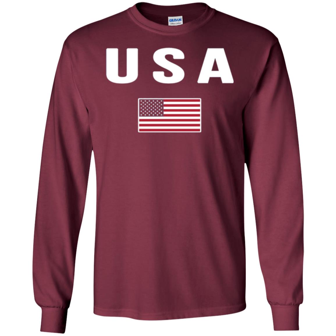 American Flag Us America United States T-shirt Maroon