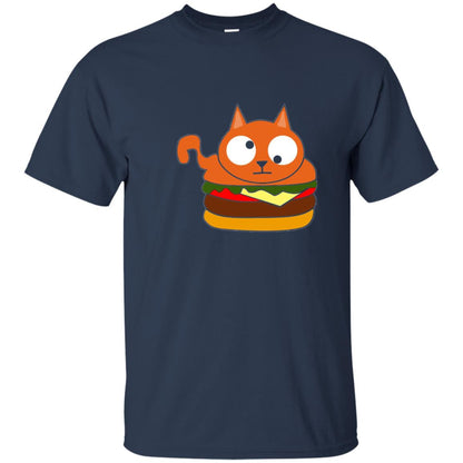 Chibi Kitty Burger Kawaii Cat Lovers Shirt Navy