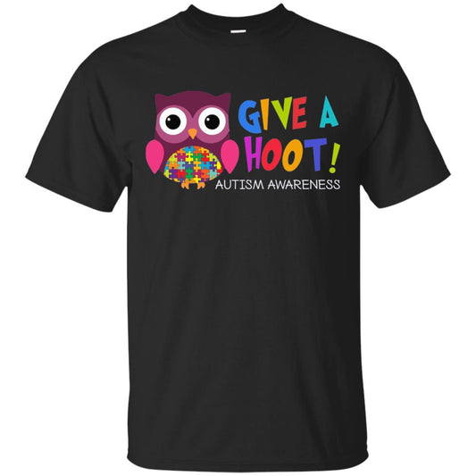Give A Hoot Autism Awareness T-shirt Black