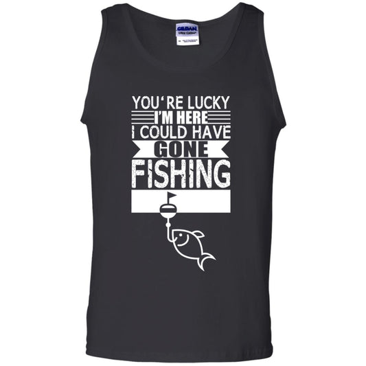 Fishing Lover T-shirt I_m Here I Could Have Gone Fishing Black