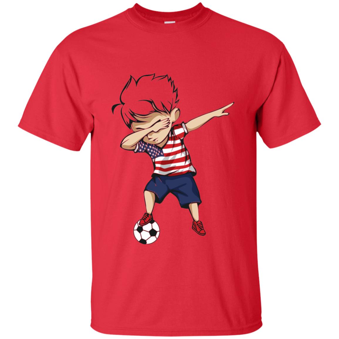 Dabbing Soccer Boy United States Jersey Shirt Usa Football Red