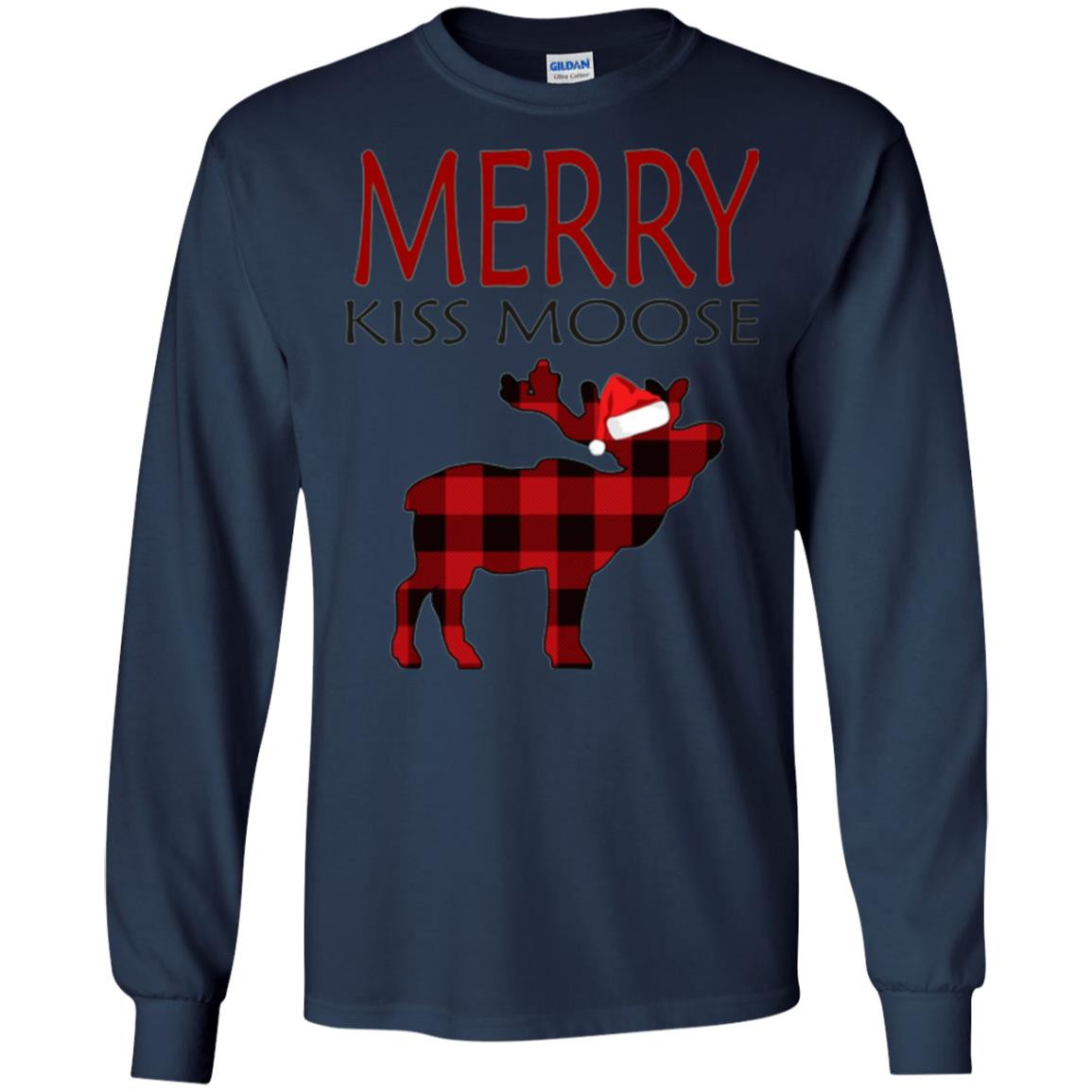 Christmas T-shirt Merry Kiss Moose Navy