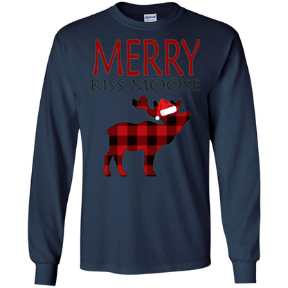 Christmas T-shirt Merry Kiss Moose Navy