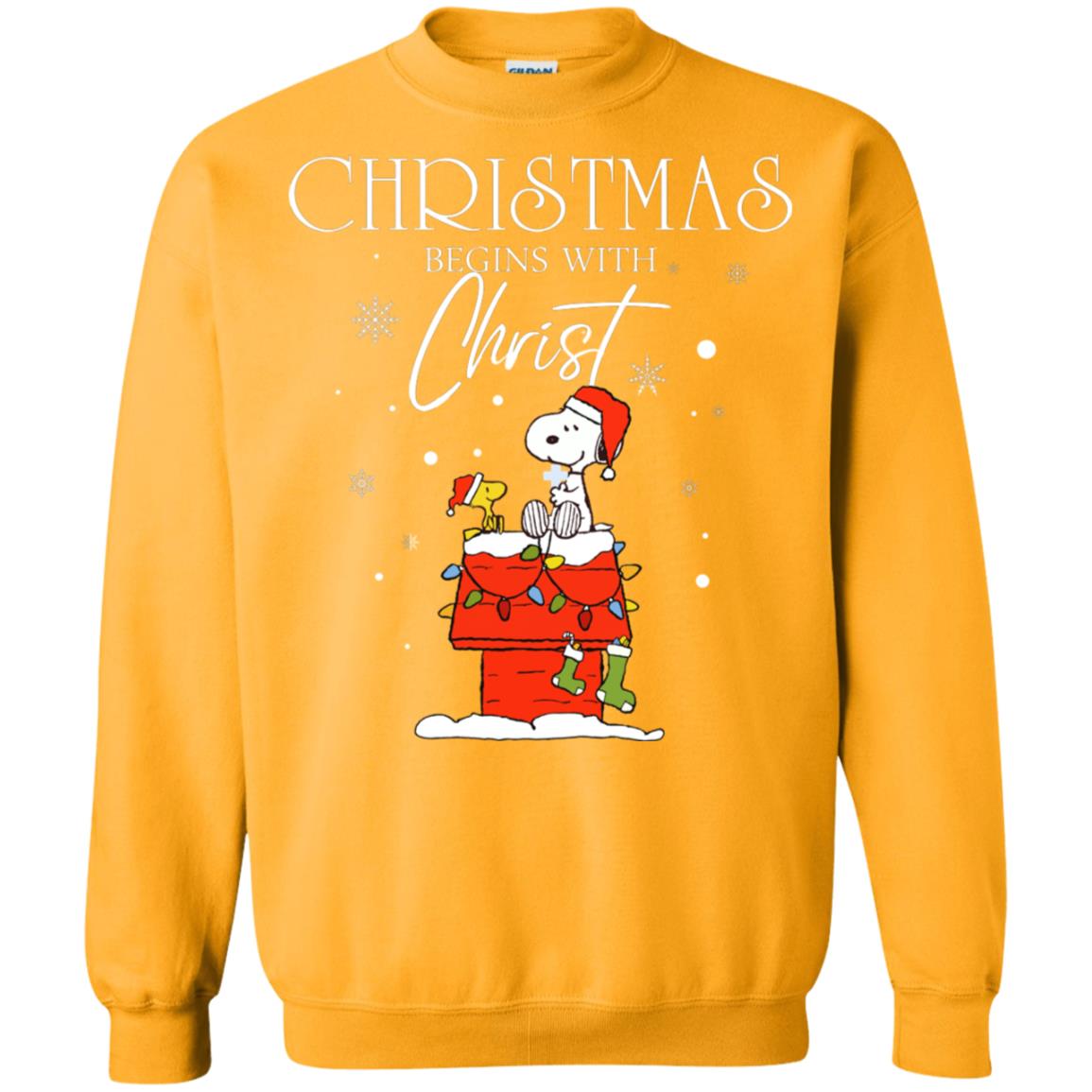 Christmas Begins With Christ Shirt Gold