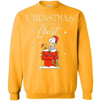 Christmas Begins With Christ Shirt Gold