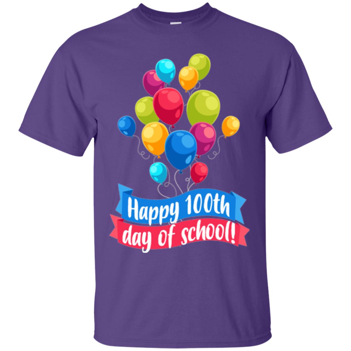Happy 100th Day Of School Colorful Balloons Funny T-shirt Purple