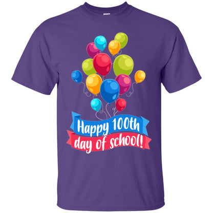 Happy 100th Day Of School Colorful Balloons Funny T-shirt Purple