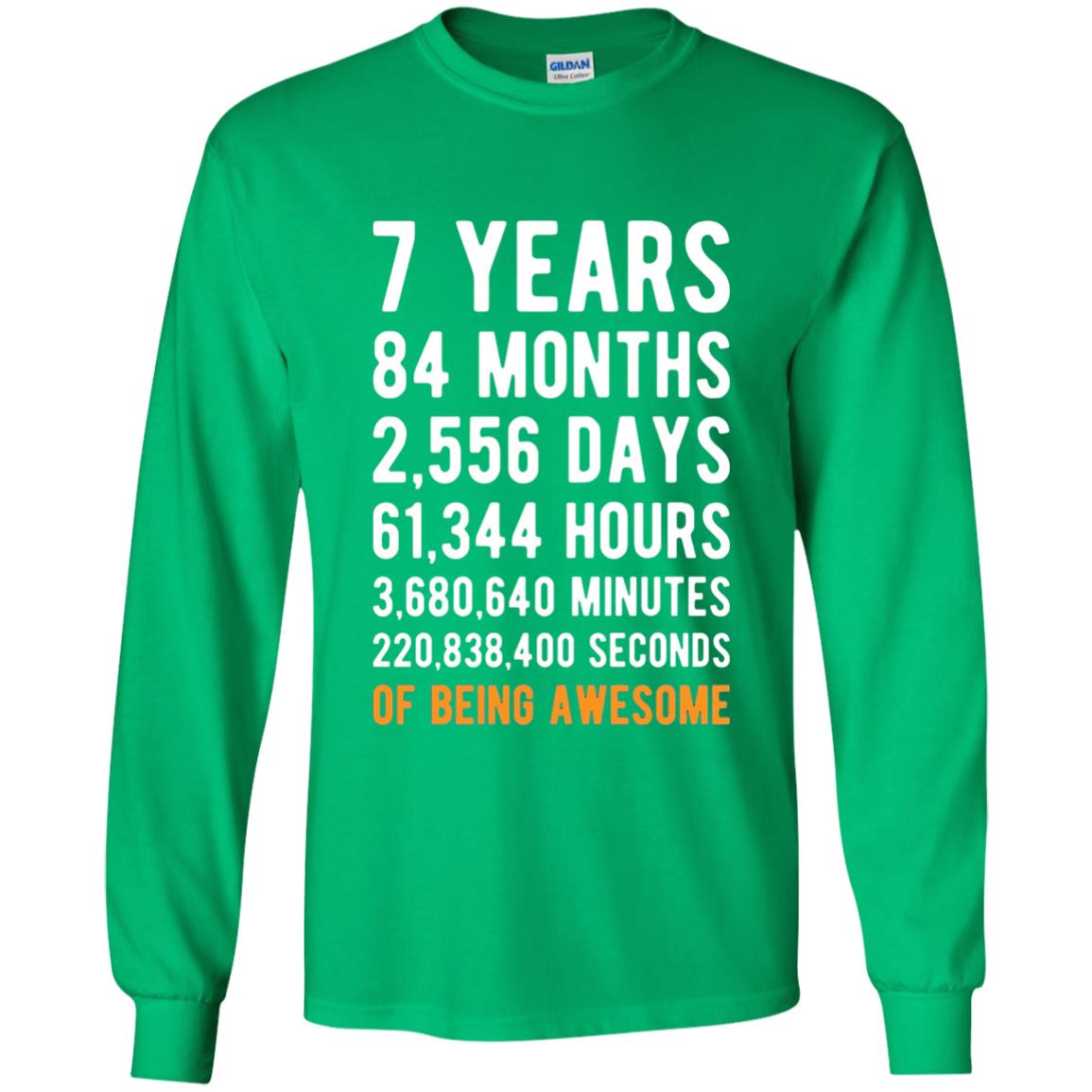7th Birthday Shirt 7 Years Old Being Awesome Irish Green