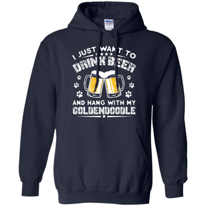 I Just Want To Drink Beer And Hang With My Goldendoodle Shirt Navy