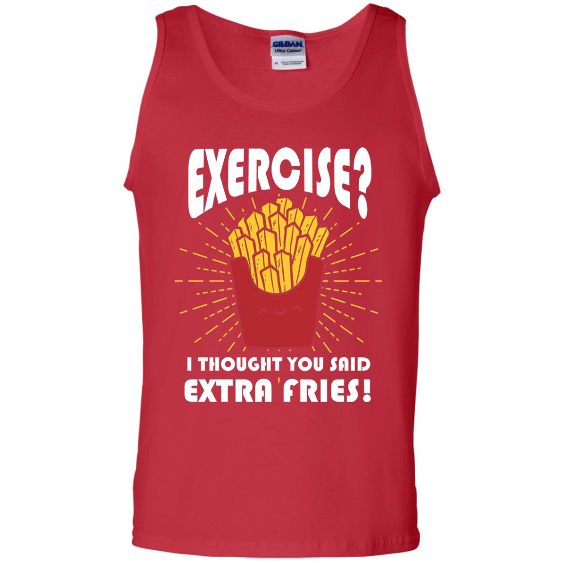 Exercise I Thought You Said Extra Fries Funny Fitness Gift Shirt For Personal Trainer Red