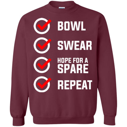 Bowling Lover T-shirt Bowl Swear Hope For A Spare Repeat Maroon