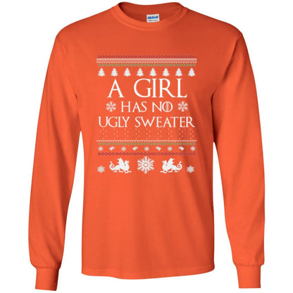 Christmas T-shirt Girl Has No Ugly Sweater Orange