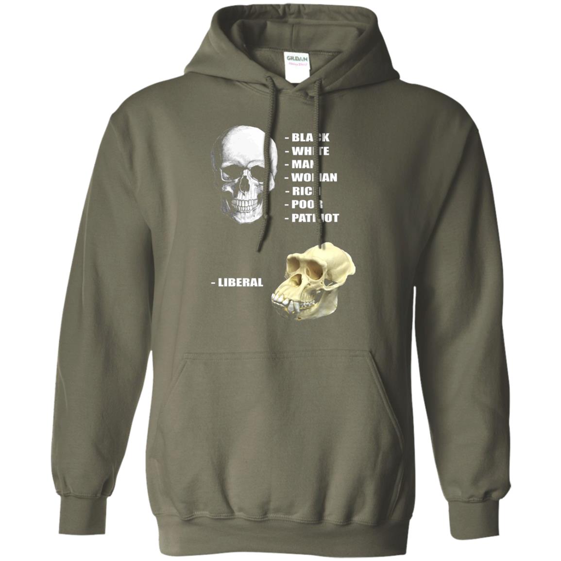 Funny Cool Skulls T-shirt Modern America Patriot Liberal Military Green