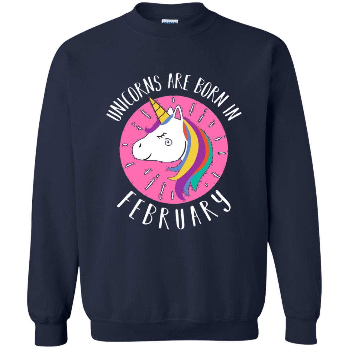 February Birthday T-shirt Unicorns Are Born In February Navy