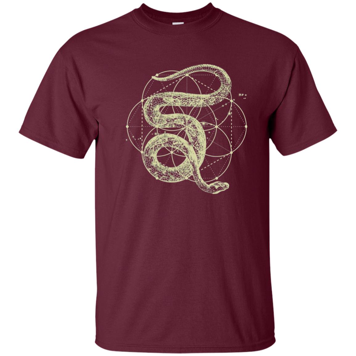 Sacred Geometry Seed Of Life Snake T-shirt Maroon