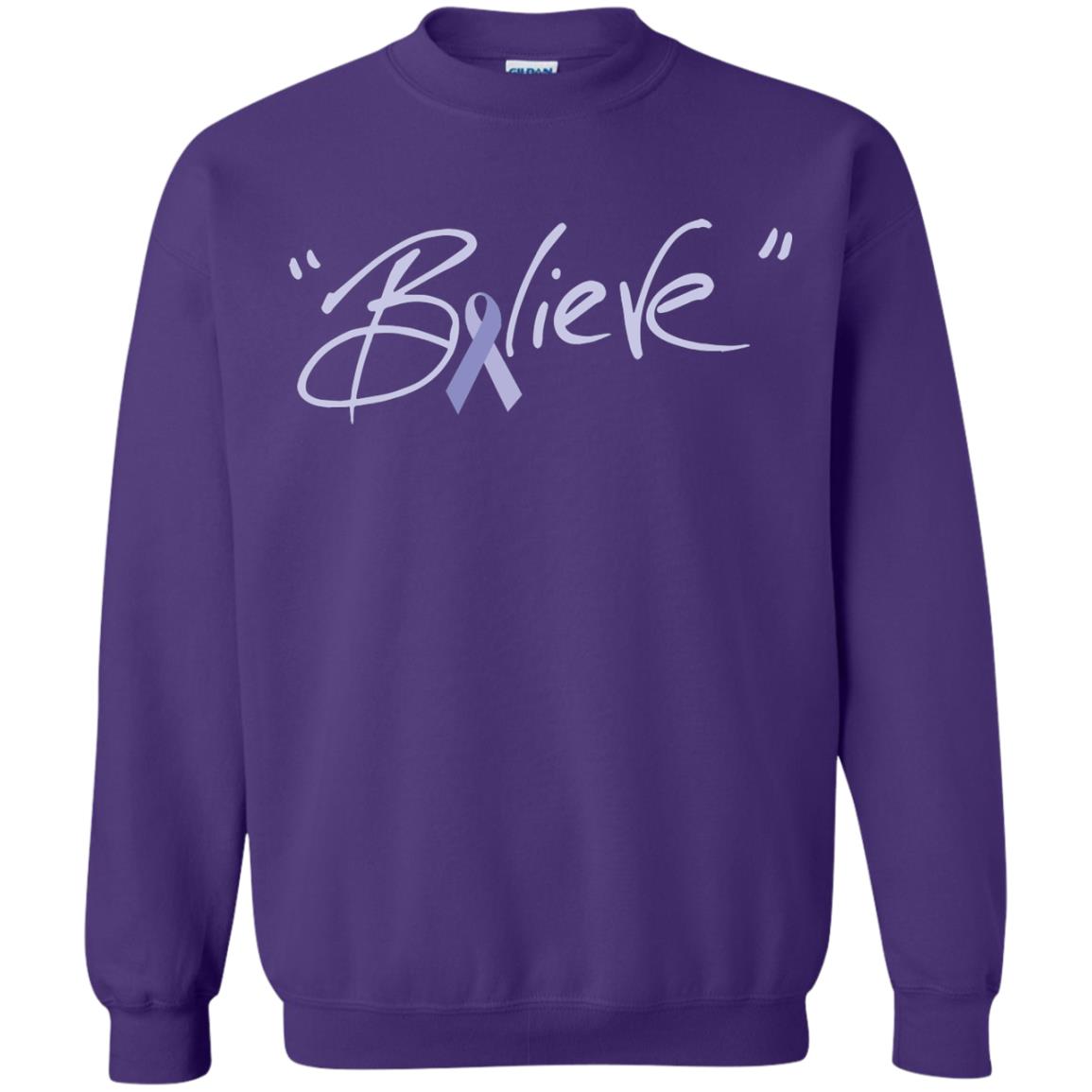 Esophageal And Stomach Cancer Awareness Shirt Periwinkle Blue Ribbon Believe Purple