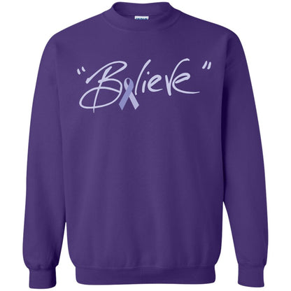 Esophageal And Stomach Cancer Awareness Shirt Periwinkle Blue Ribbon Believe Purple