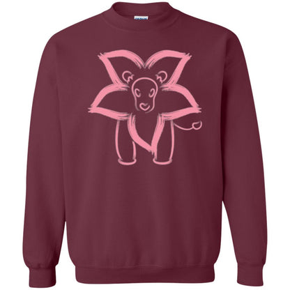 Cartoon T-shirt Flower Lion Outline Graphic Maroon