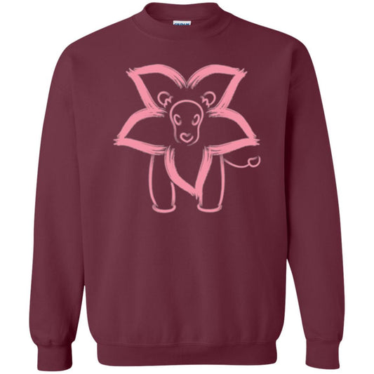 Cartoon T-shirt Flower Lion Outline Graphic Maroon