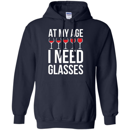 Wine Lovers T-shirt At My Age I Need Wine Glasses Navy