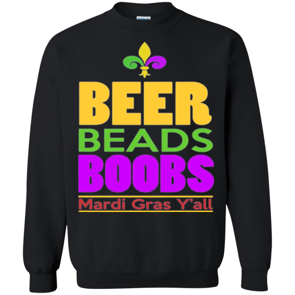 Funny Mardi Gras T-shirt Beer Beads Boobs Mardi Gras Y_all Black