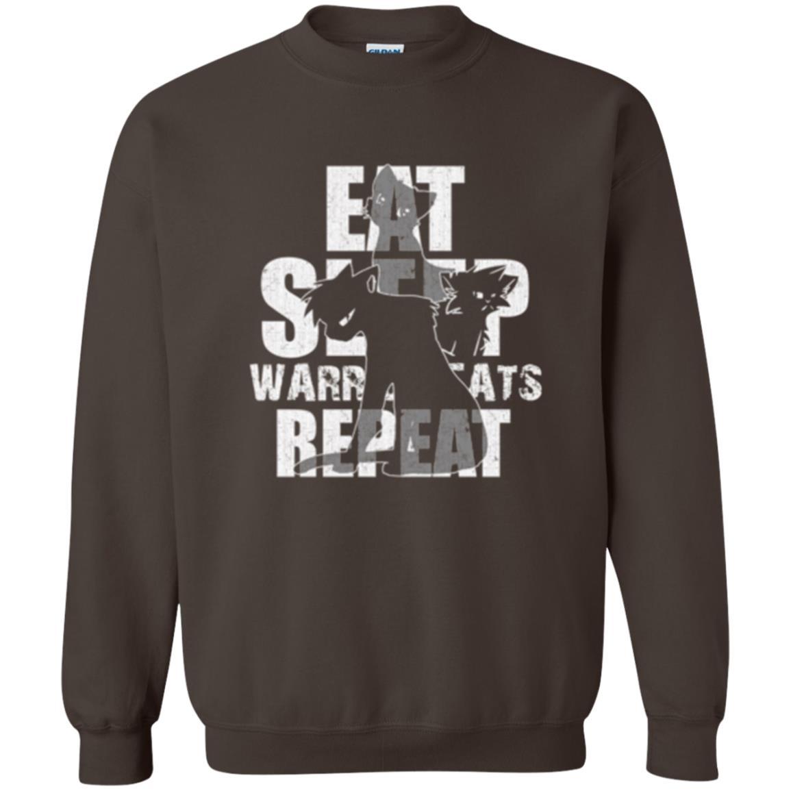 Cat Lover T-shirt Eat Sleep Warrior Cats Repeat Dark Chocolate