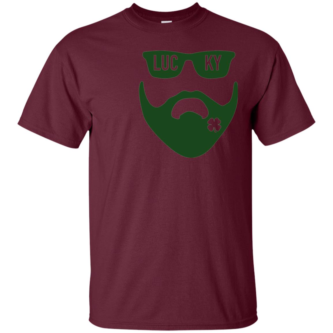Green Bearded Clover Lucky Charm St. Patrick_s Day T-shirt Maroon