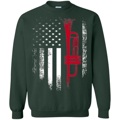 Trumpet Lovers T-shirt American Flag Forest Green