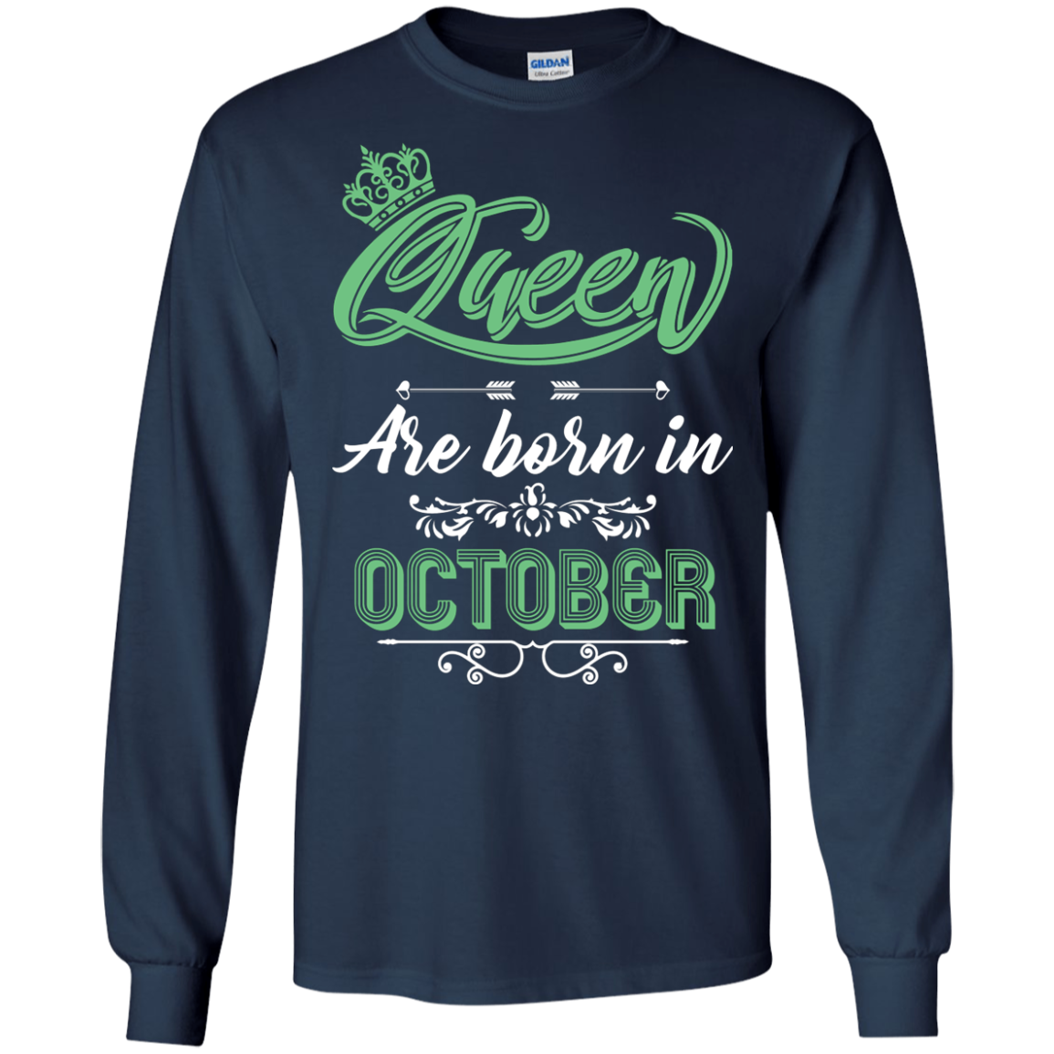 Brithday T-Shirt Queen Are Born In October Navy