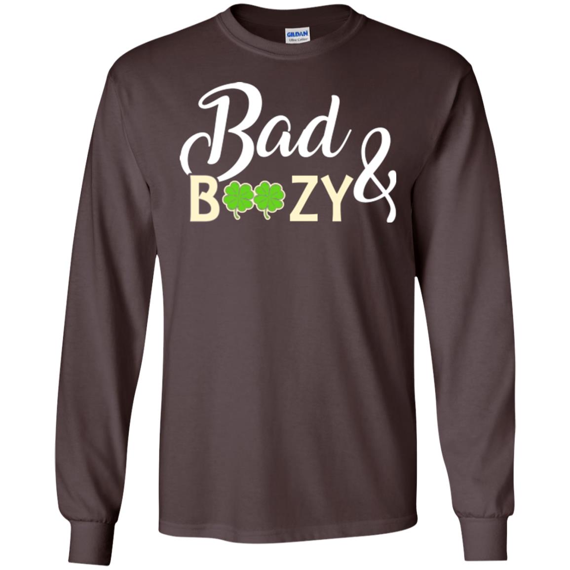 Saint Patrick's Day T-shirt Bad And Boozy Shamrock Dark Chocolate