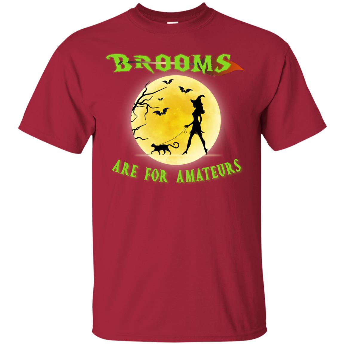 Brooms Are For Amateurs Witches Walk With Cat Funny Halloween Shirt Cardinal