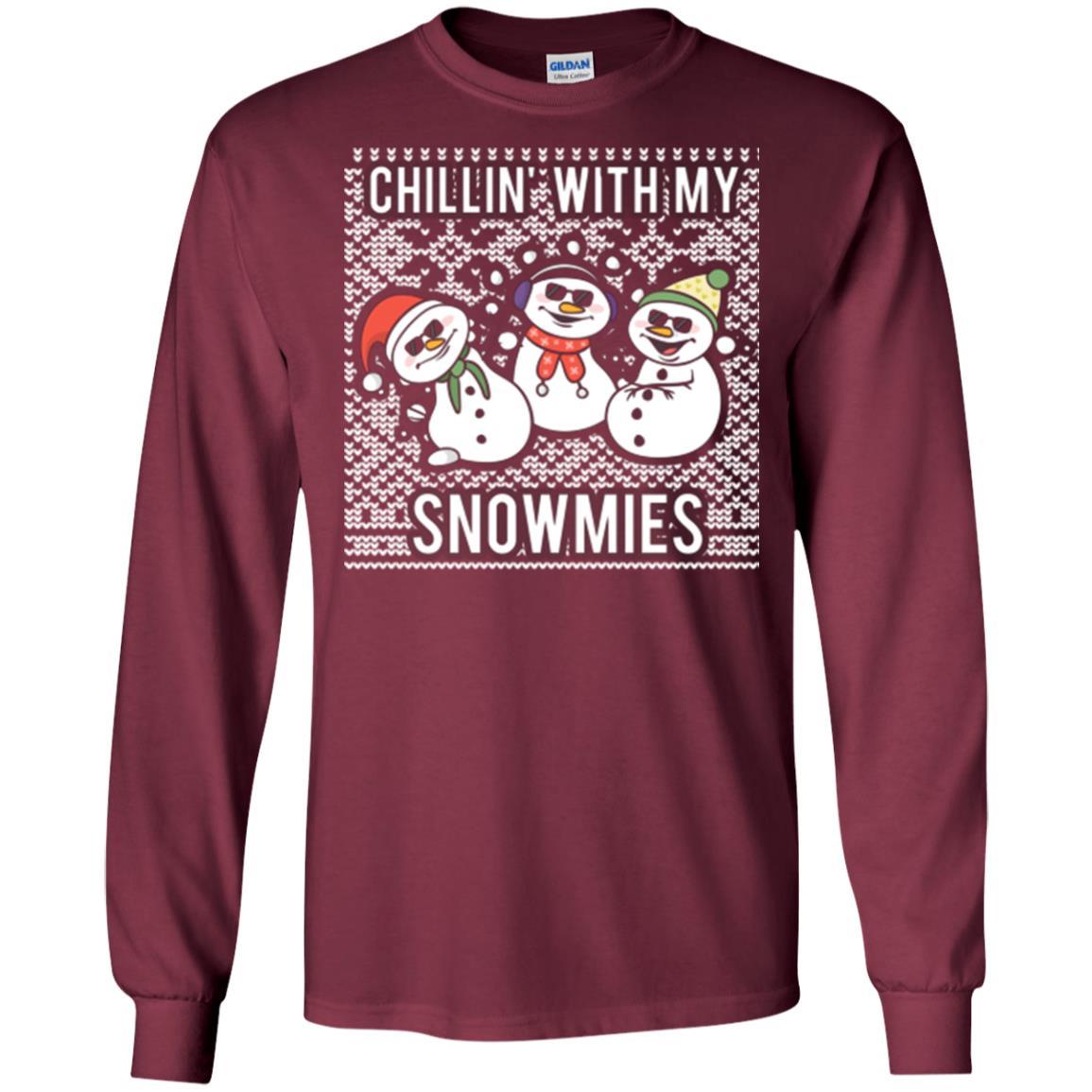 Christmas T-shirt Chillin' With My Snowmies Maroon