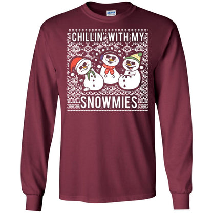 Christmas T-shirt Chillin' With My Snowmies Maroon