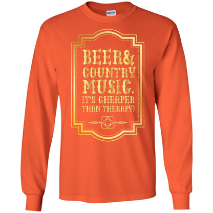 Beer Country Music Its Cheaper Than Therapy Beer Lover Shirt Orange