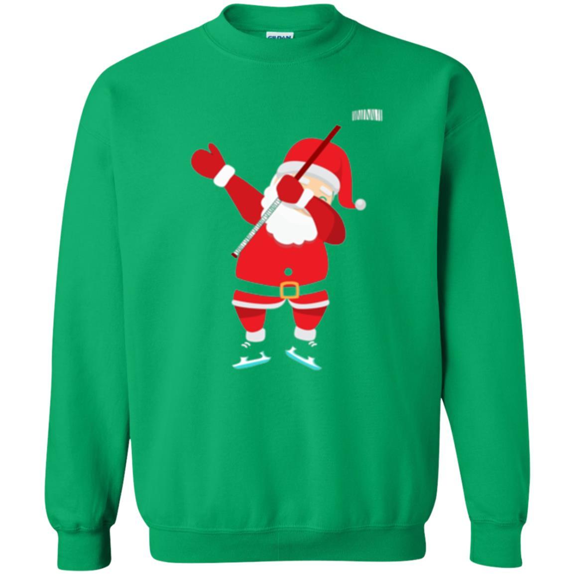Christmas T-shirt Santa Claus Dabbing Hockey Irish Green