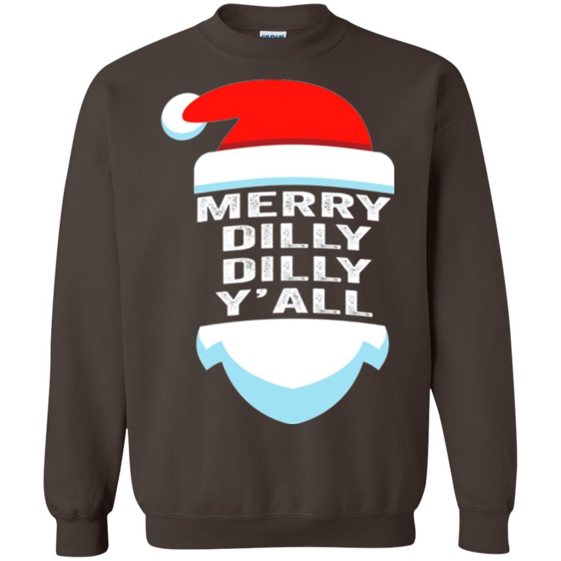 Christmas T-shirt Dilly Dilly Yall Santa Hat Christmas T-shirt Dark Chocolate