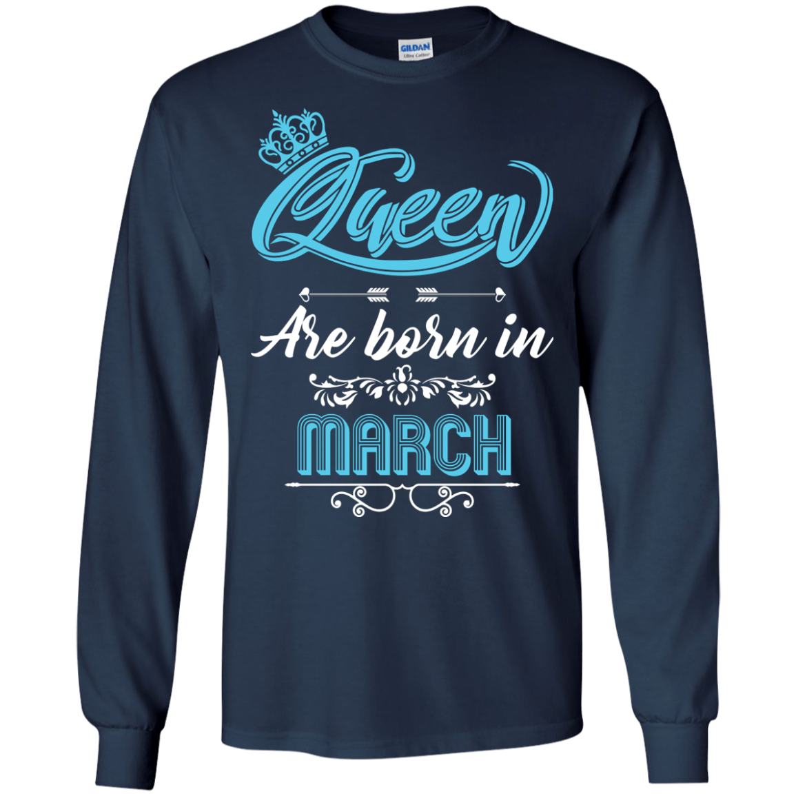 Brithday T-Shirt Queen Are Born In March Navy