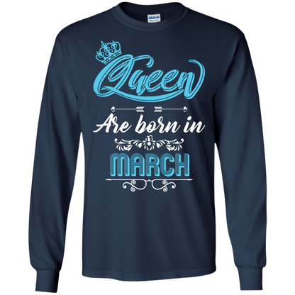Brithday T-Shirt Queen Are Born In March Navy