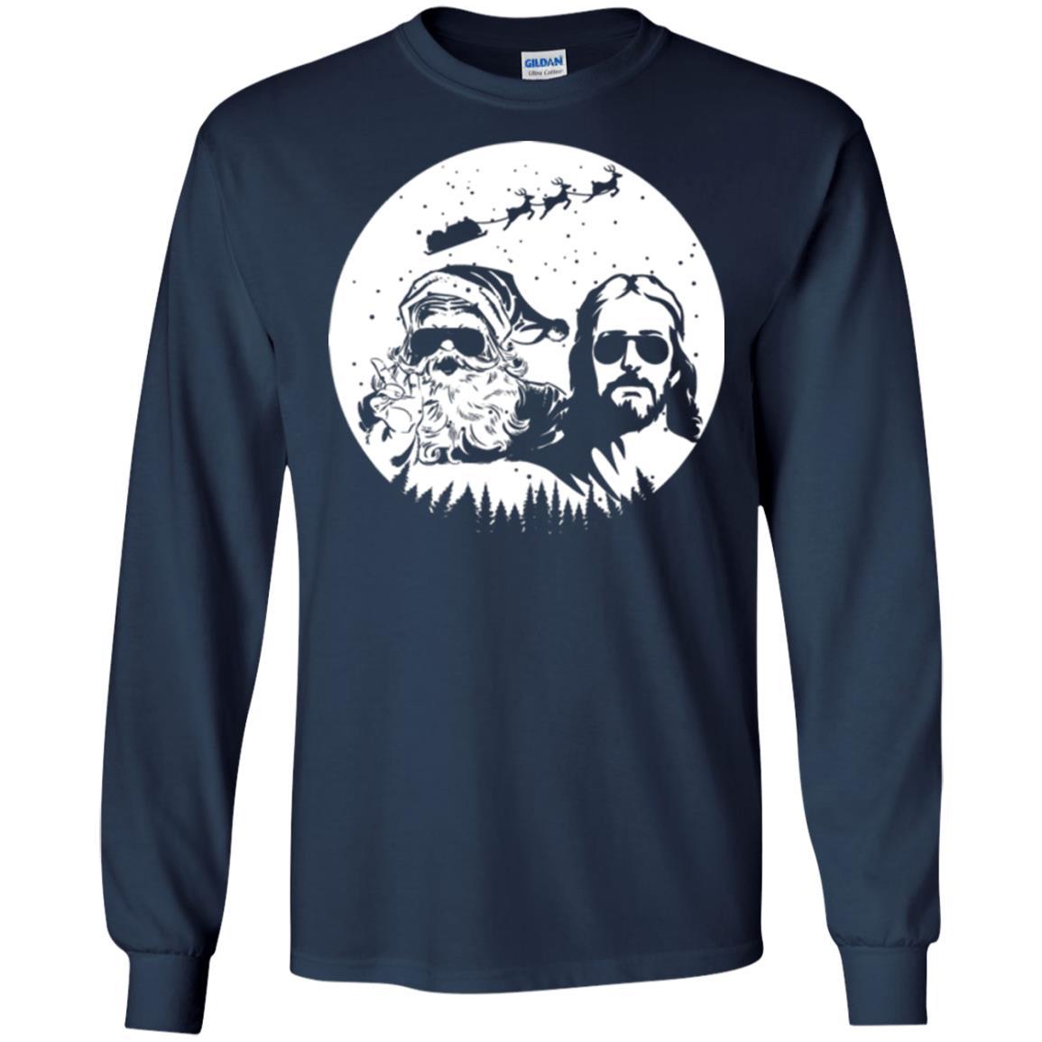 Christmas T-shirt Jesus And Santa Claus Navy