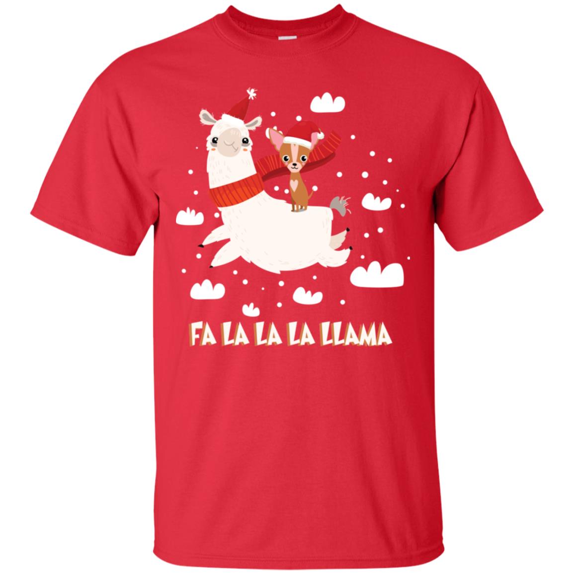 Fa La La La Llama With Chihuahua X-mas Gift Shirt Red