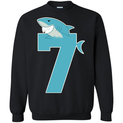 7th Birthday Shark Party Shirt Black