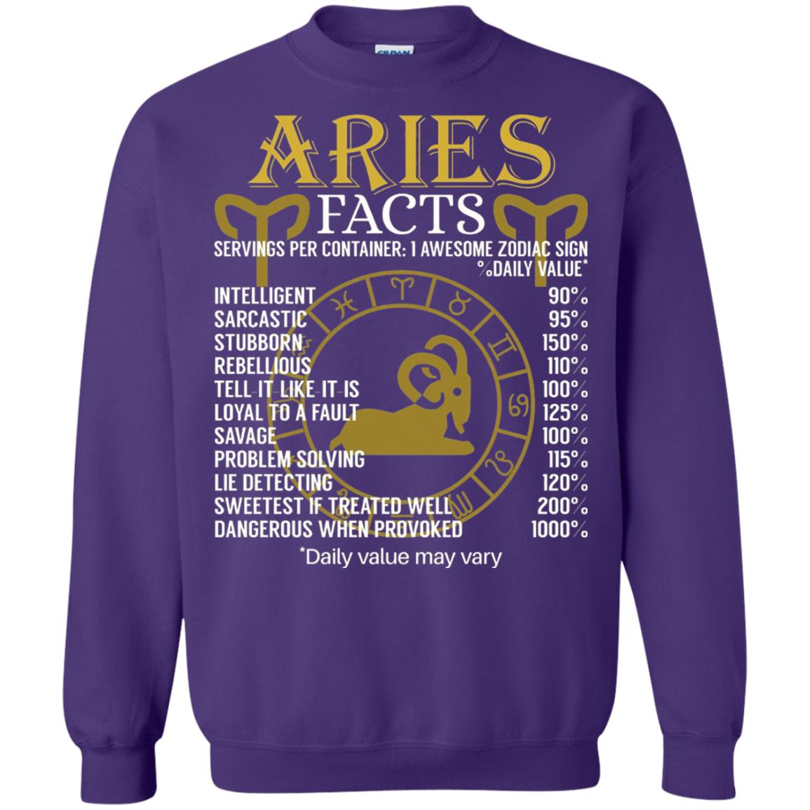 Aries Facts Zodiac Sign T-shirt Purple