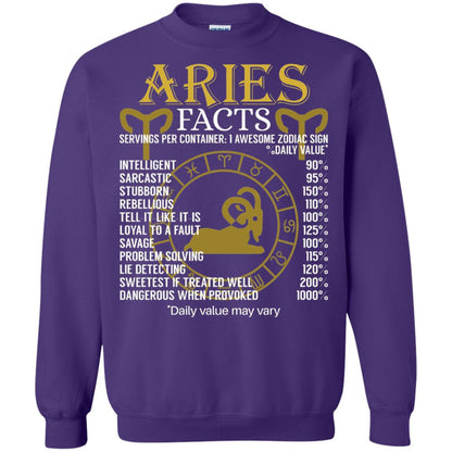 Aries Facts Zodiac Sign T-shirt Purple