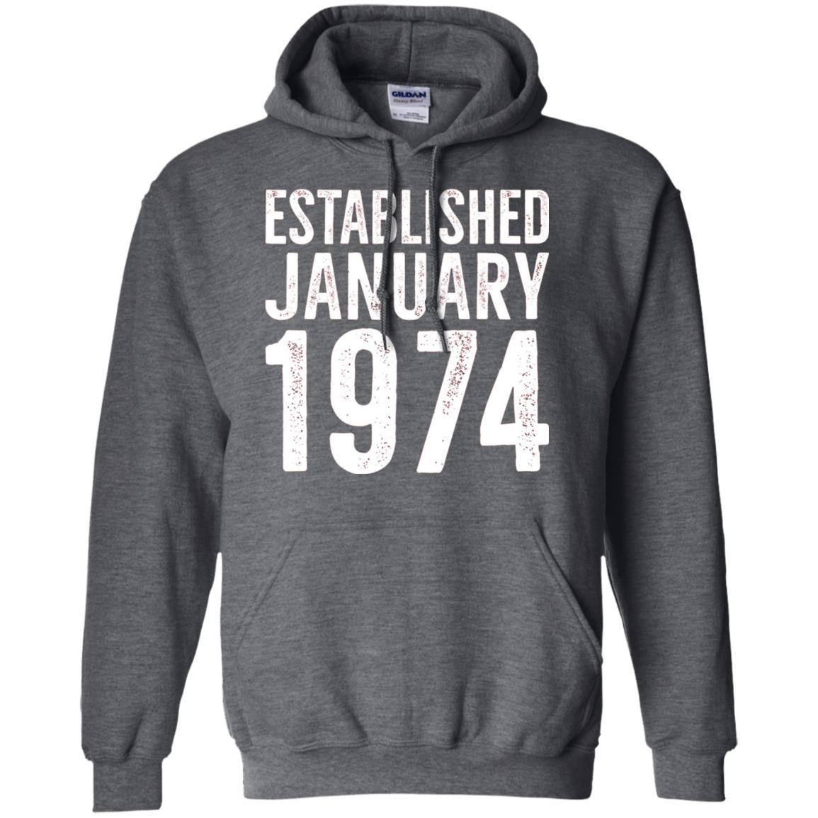 Established January 1974 43rd Birthday T-shirt Dark Heather
