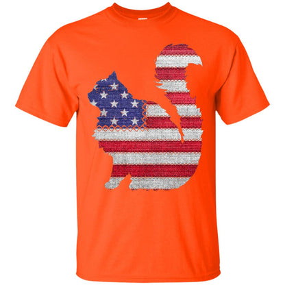 Patriotic Maine Coon American Flag Embroidery T-shirt Orange
