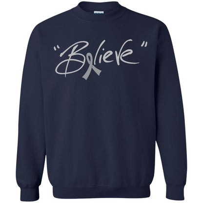 Brain Cancer Awareness Shirt Grey Ribbon Believe Navy