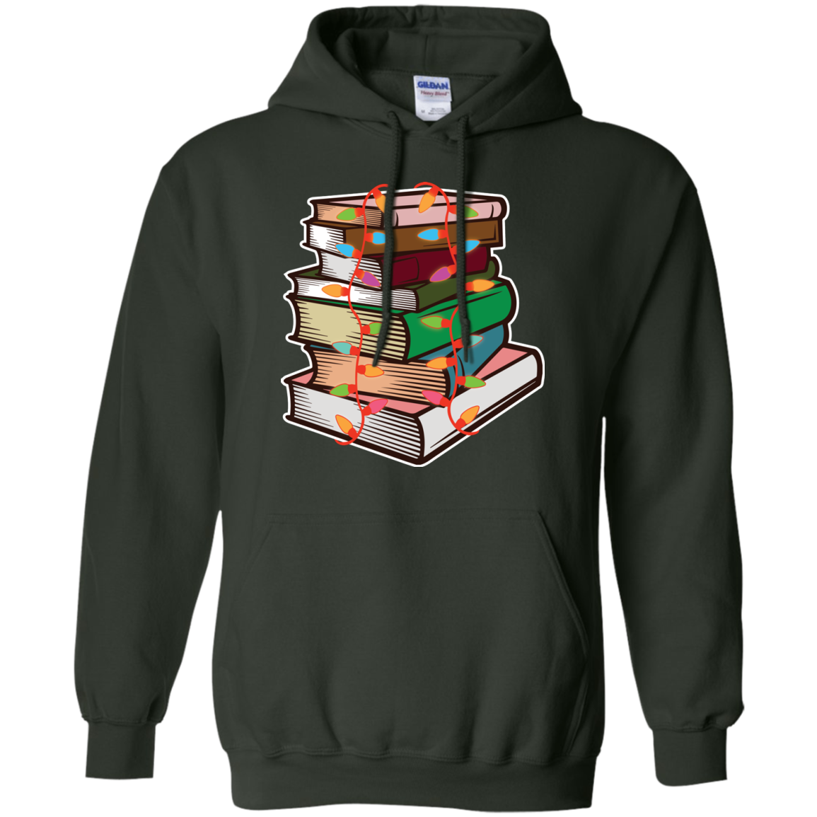 Fairy Lights Christmas Gift T-shirt Book Lover Forest Green