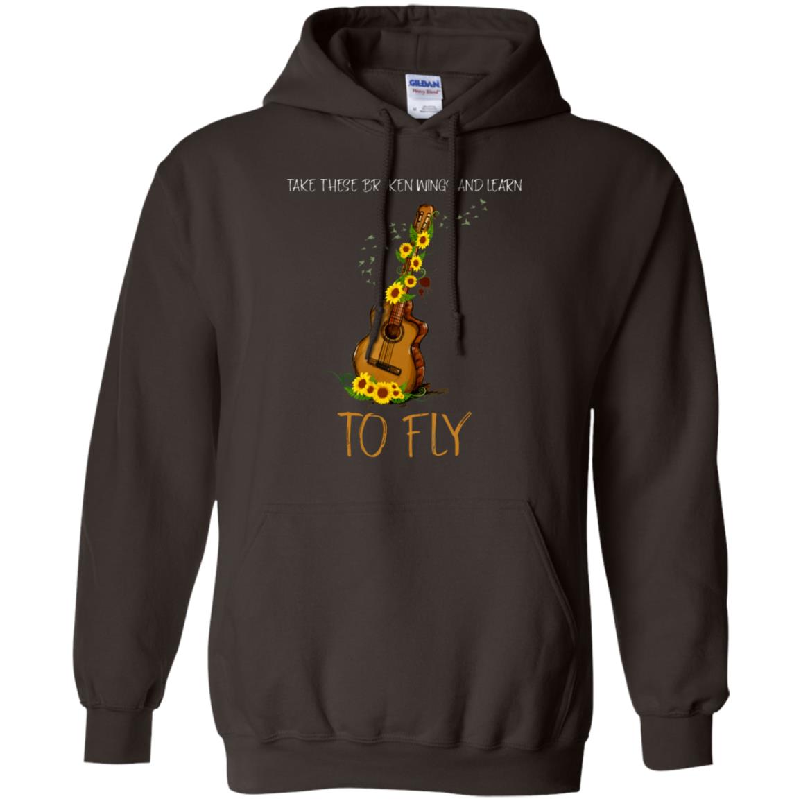 Take These Broken Wings And Learn To Fly Guitar Quote Shirt Dark Chocolate
