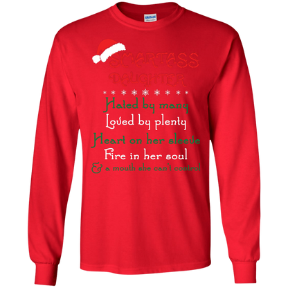 Christmas T-shirt Smartass Daughter Hated By Many Red