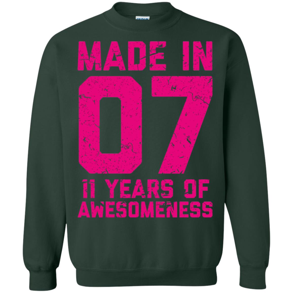 Made In 07 Age 11 Eleven Years Of Awesomeness T-shirt Forest Green